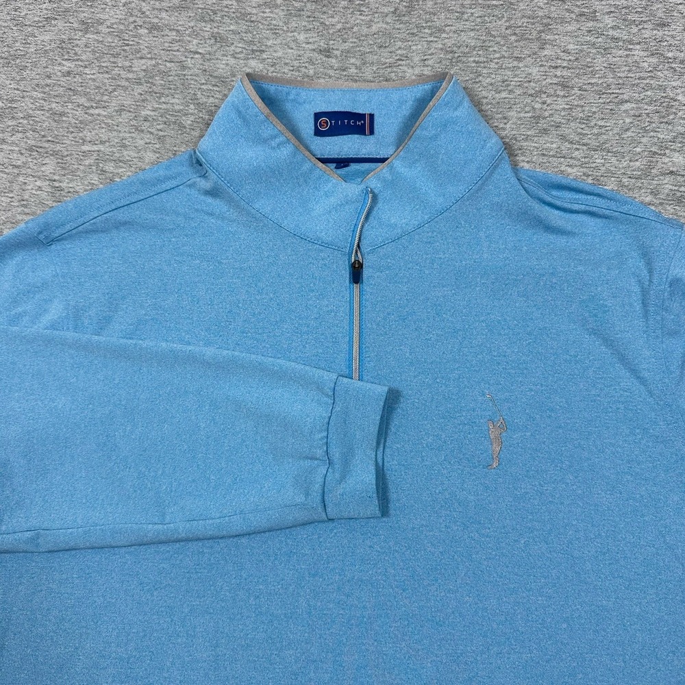 Stitch Golf Pullover Mens Large Blue Lightweight 1/4 Zip Stretch Arnold Palmer